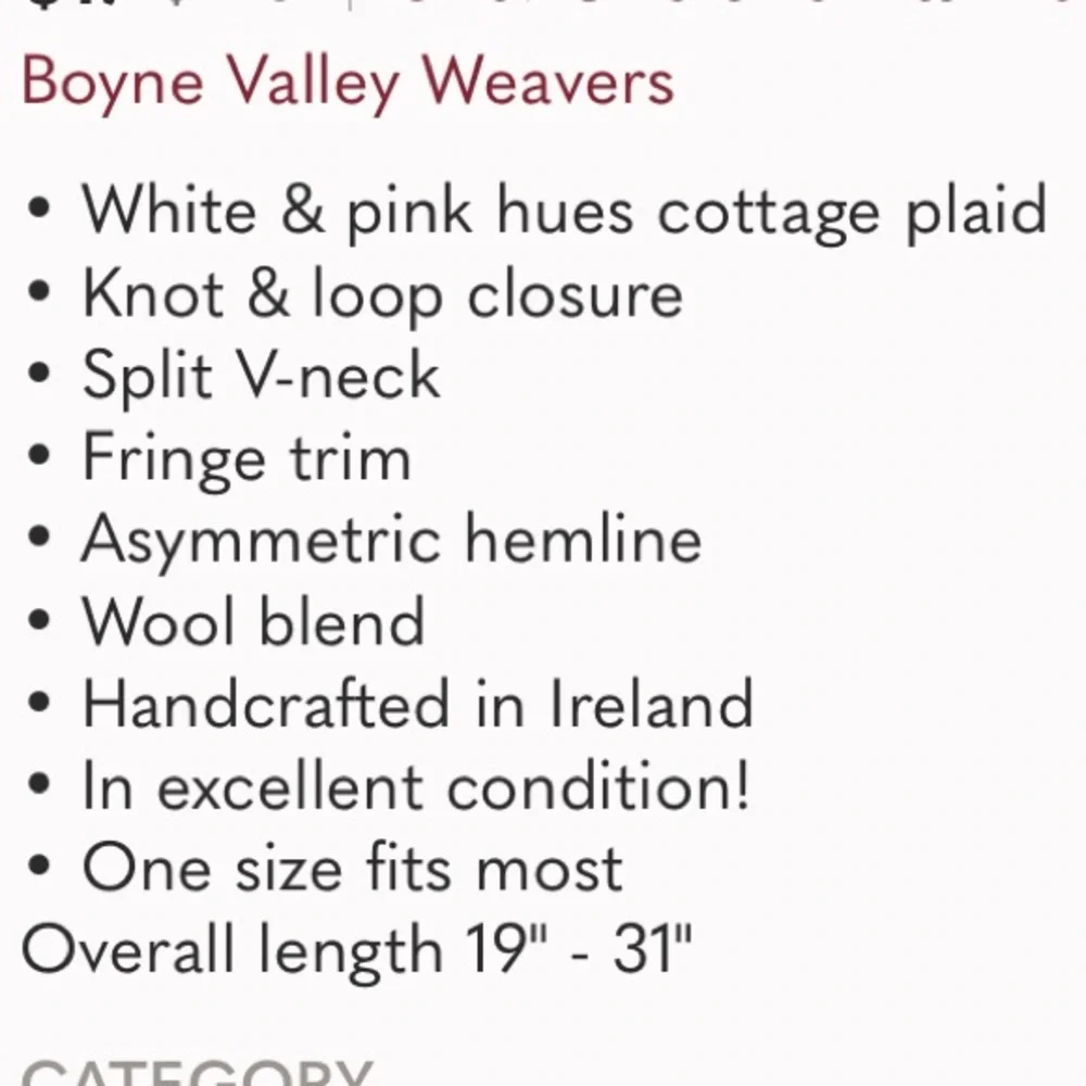 Boyne Valley Weavers Irish Alpaca Wool Plaid Fringe Poncho One Size - Picture 9 of 9